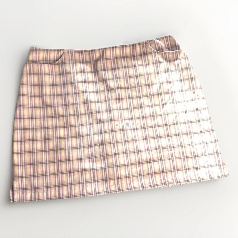 Dexim Purple Plaid Skorts Size 18 W/ Pockets Preppy Tennis Style‎ Made In Canada